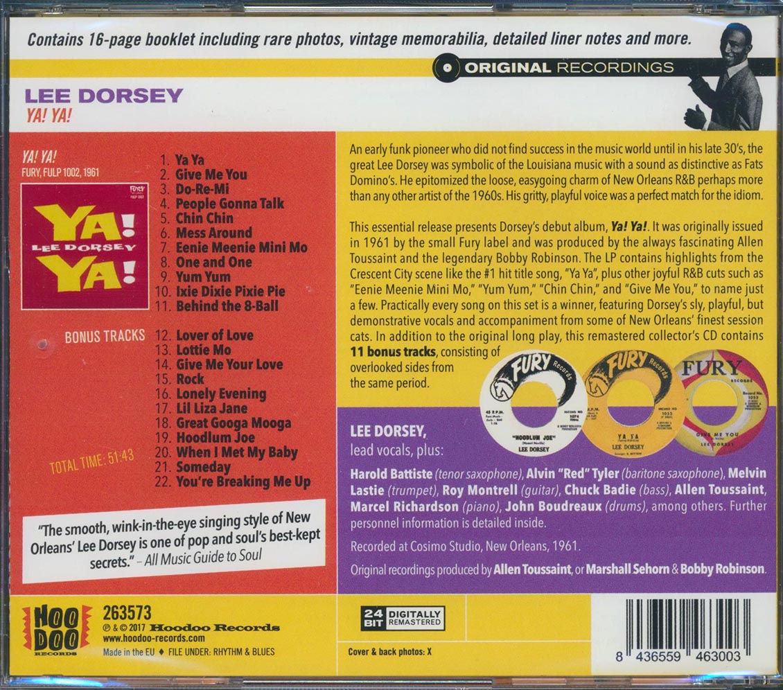 Lee Dorsey - Ya! Ya! (22 tracks) (+11 bonus tracks) (incl. 16-page booklet) (remastered) (24-bit mastering) [New CD]