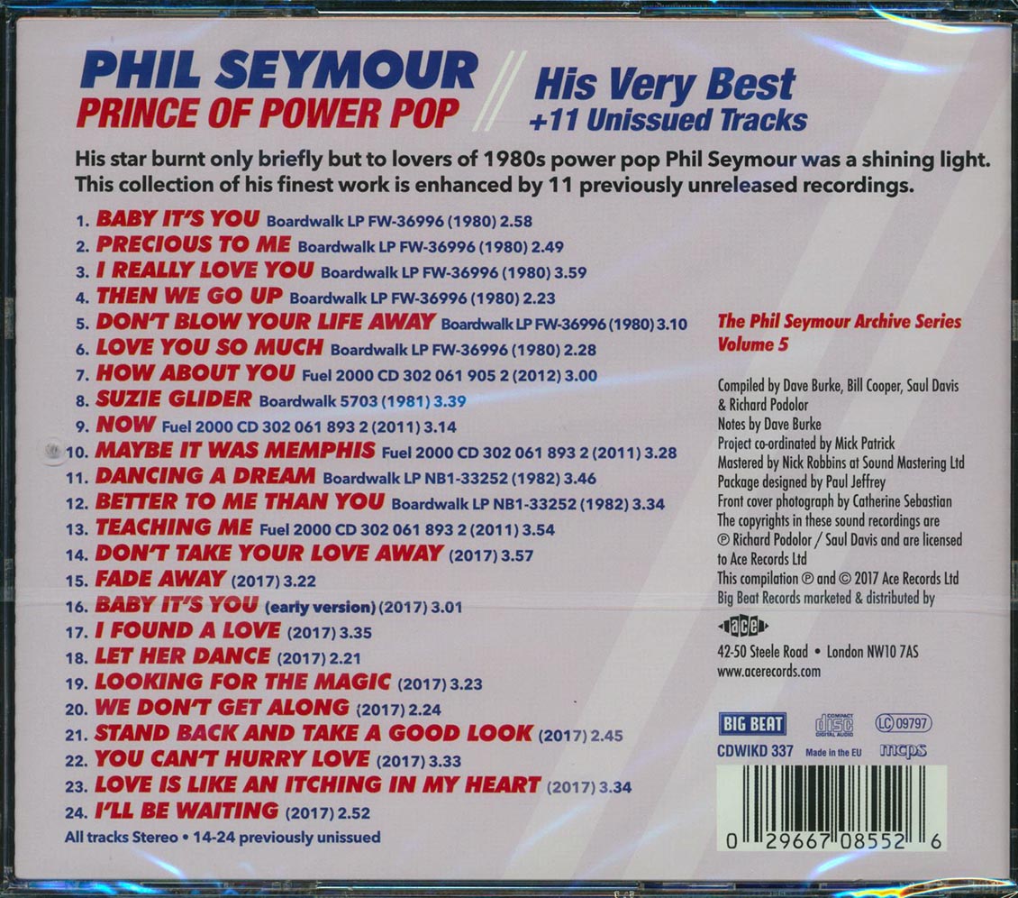 Phil Seymour - Prince Of Power Pop: His Very Best + 11 Unissued Tracks (24 tracks) (incl. large booklet) [New CD]