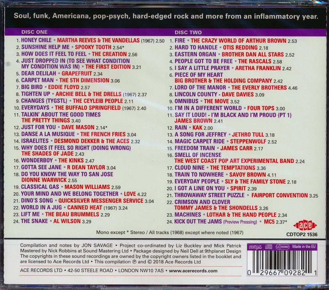Jethro Tull, Spirit, The Kinks, Spooky Tooth, Etc. - Jon Savage's 1968: The Year The World Burned (48 tracks) (2xCD) (incl. large booklet) (remastered) [New CD]