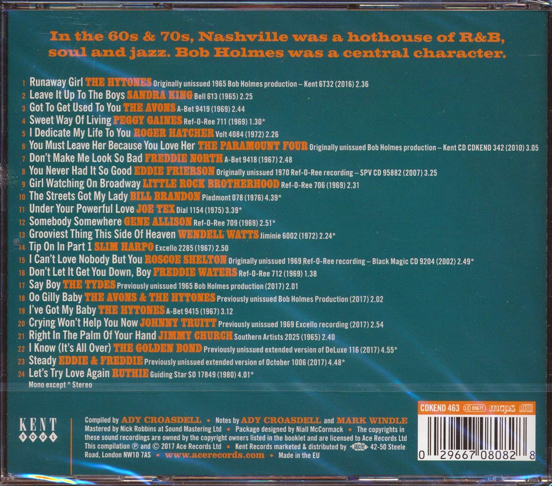 Jimmy Church, Sandra King, The Hytones, Etc. - Bob Holmes' Nashville Soul (24 tracks) (incl. large booklet) (remastered) [New CD]
