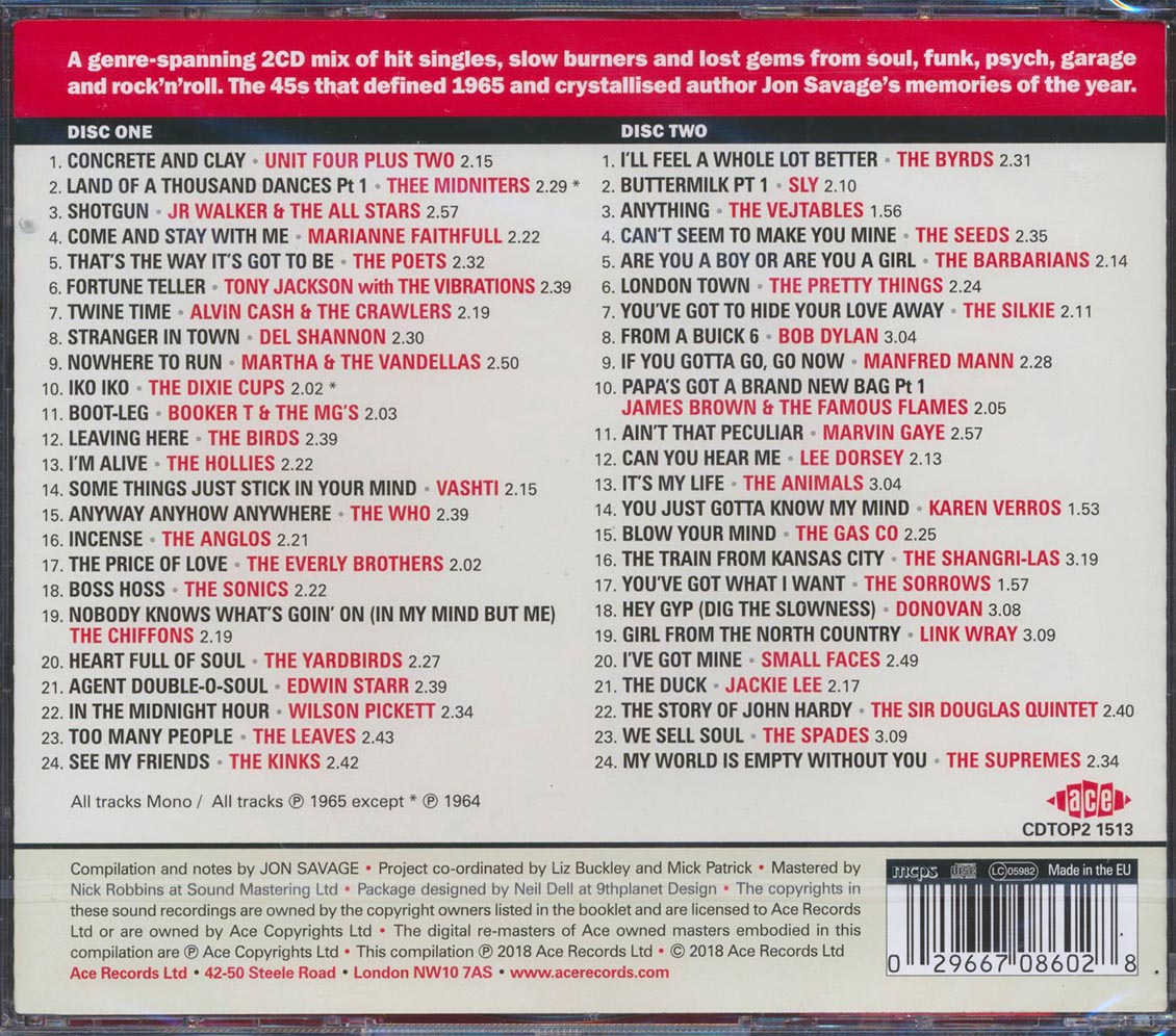 Bob Dylan, The Kinks, The Hollies, The Who, Etc. - Jon Savage's 1965: The Year The Sixties Ignited (48 tracks) (2xCD) (incl. large booklet) (remastered) [New CD]