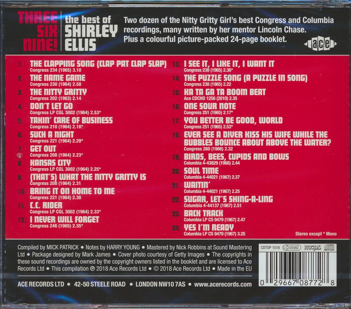 Shirley Ellis - Three Six Nine! The Best Of Shirley Ellis (24 tracks) (incl. large booklet) (remastered) [New CD]