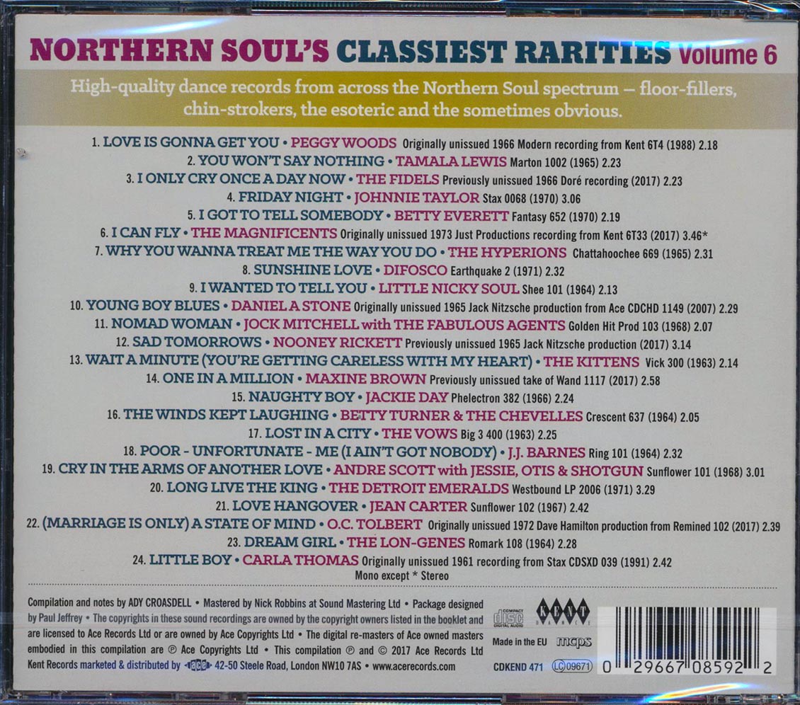 Peggy Woods, Little Nicky Soul, Betty Everett, Etc. - Northern Soul's Classiest Rarities Volume 6 (24 tracks) (incl. large booklet) (remastered) [New CD]