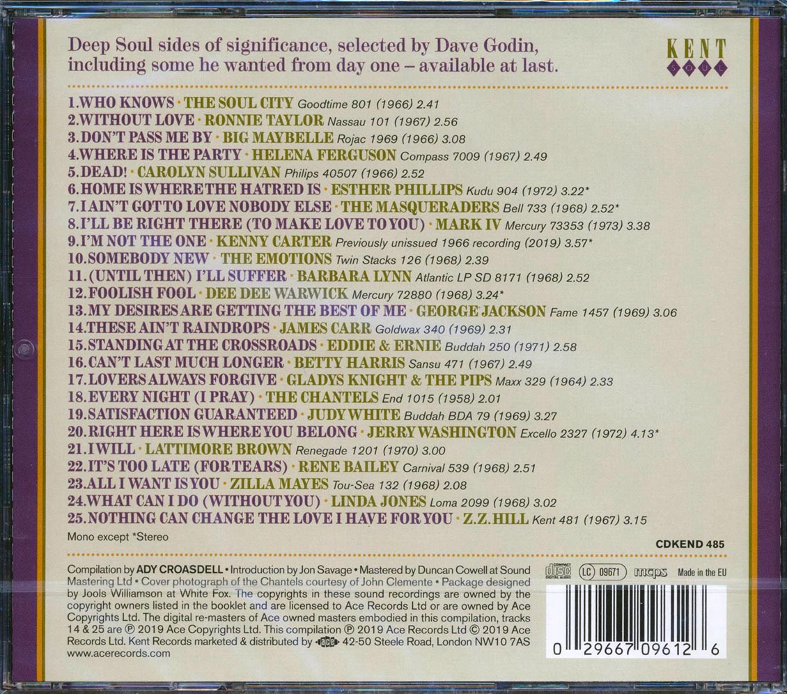 George Jackson, ZZ Hill, Esther Phillips, Etc. - Dave Godin's Deep Soul Treasures Volume 5 (25 tracks) (incl. large booklet) (remastered) [New CD]