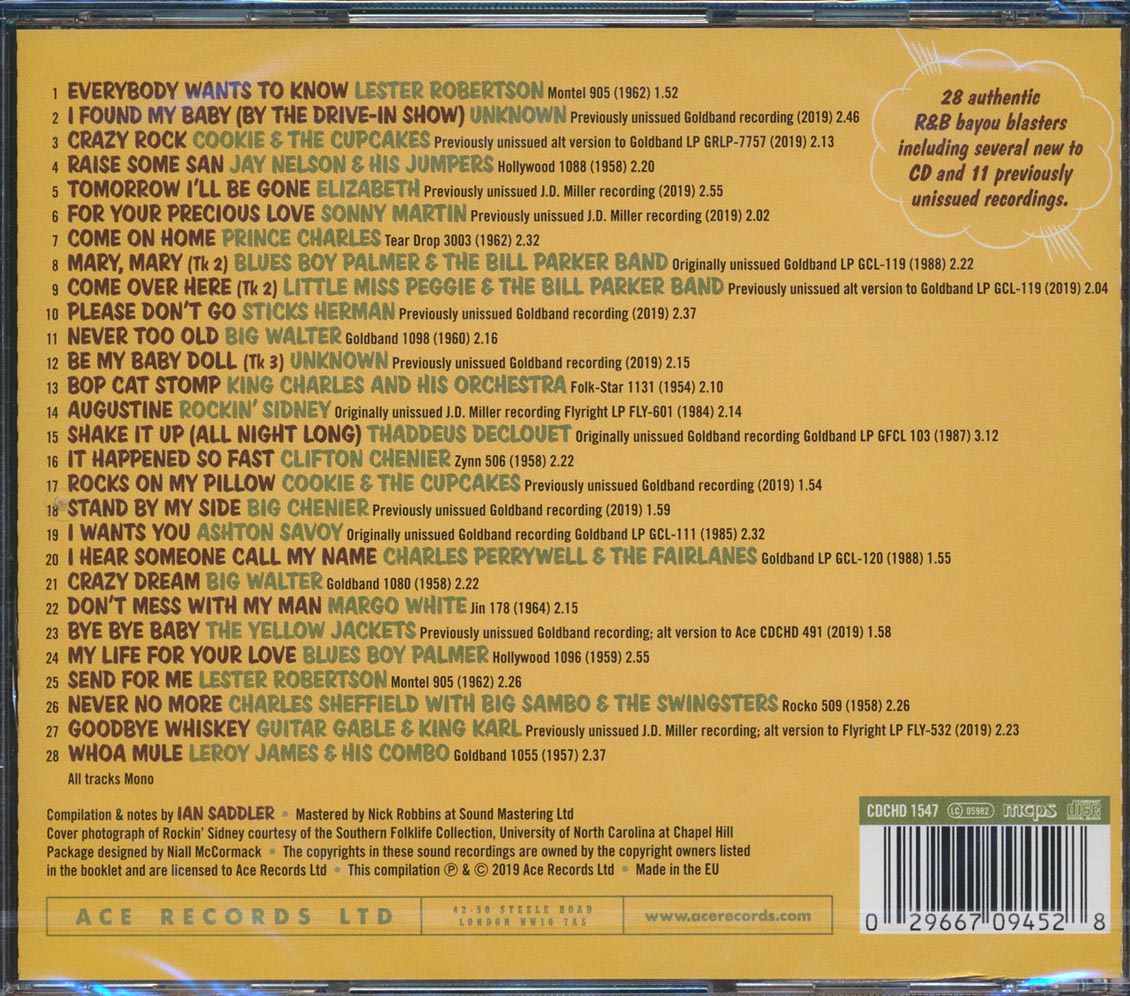 Lester Robertson, Charles Sheffield, Blues Boy Palmer, Etc. - Rhythm 'N' Bluesin' By The Bayou: Bop Cat Stomp (28 tracks) (incl. large booklet) (remastered) [New CD]
