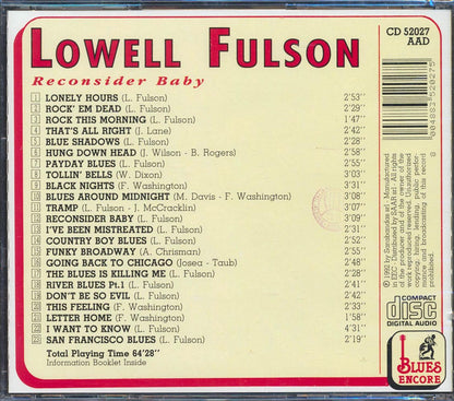 Lowell Fulson - Reconsider Baby (23 tracks) [New CD]