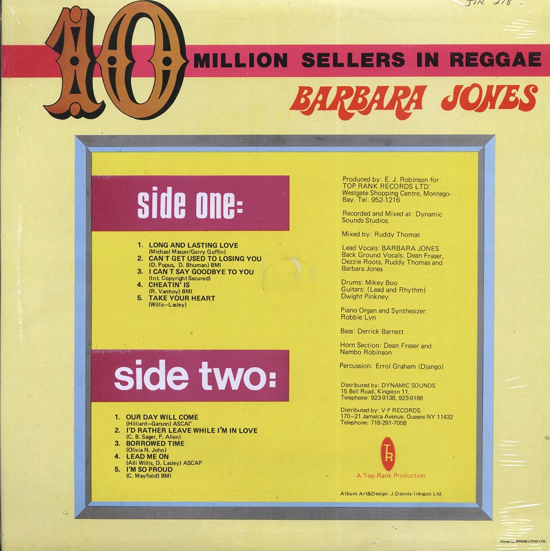 Barbara Jones - 10 Million Sellers In Reggae (orig. press) [New Vinyl LP]