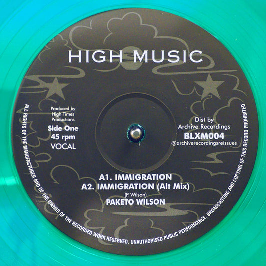 Paketo Wilson - Immigration; Paketo Wilson - Immigration (Alternative Mix)  /  High Times Players - Immigration Version (colored vinyl) [New Vinyl Record 12" Single]