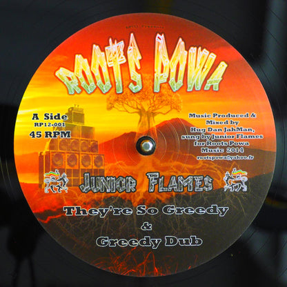 Junior Flames - They're So Greedy; Hug Dan JahMan - Greedy Dub  /  Hug Dan JahMan - Melodica Time; Hug Dan JahMan - Raw Dub [New Vinyl 12"]