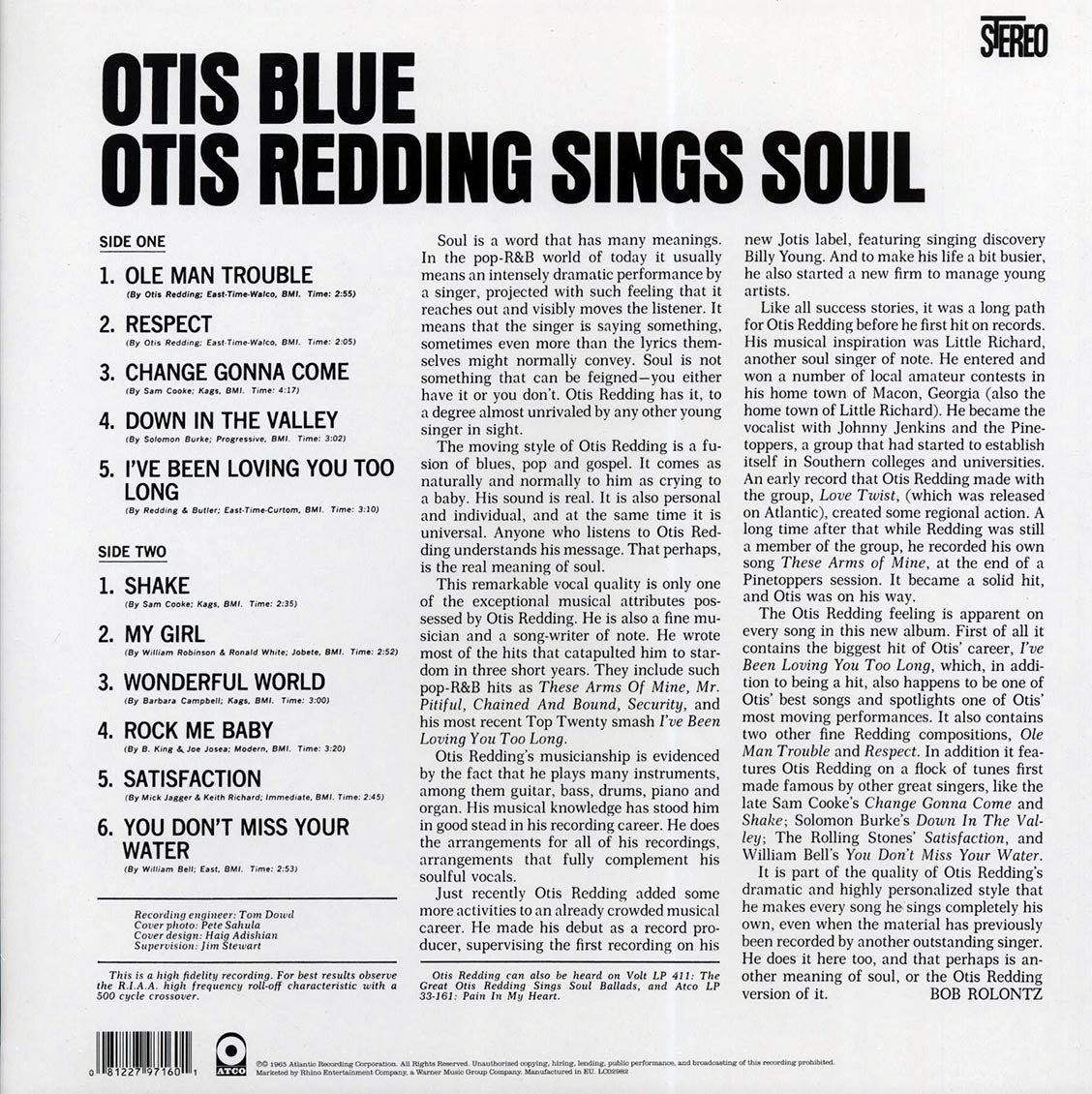Otis Redding - Otis Blue/Otis Redding Sings Soul (180g) (blue vinyl) [New Vinyl LP]