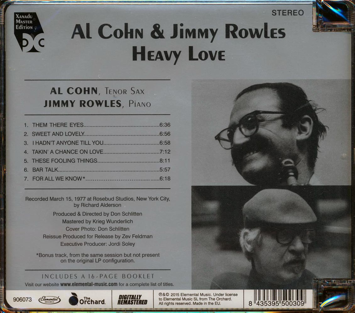 Al Cohn & Jimmy Rowles - Heavy Love (incl. 16-page booklet) (remastered) [New CD]