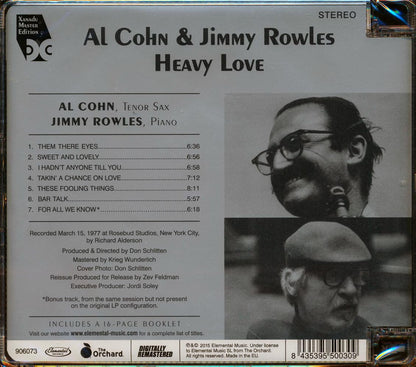 Al Cohn & Jimmy Rowles - Heavy Love (incl. 16-page booklet) (remastered) [New CD]