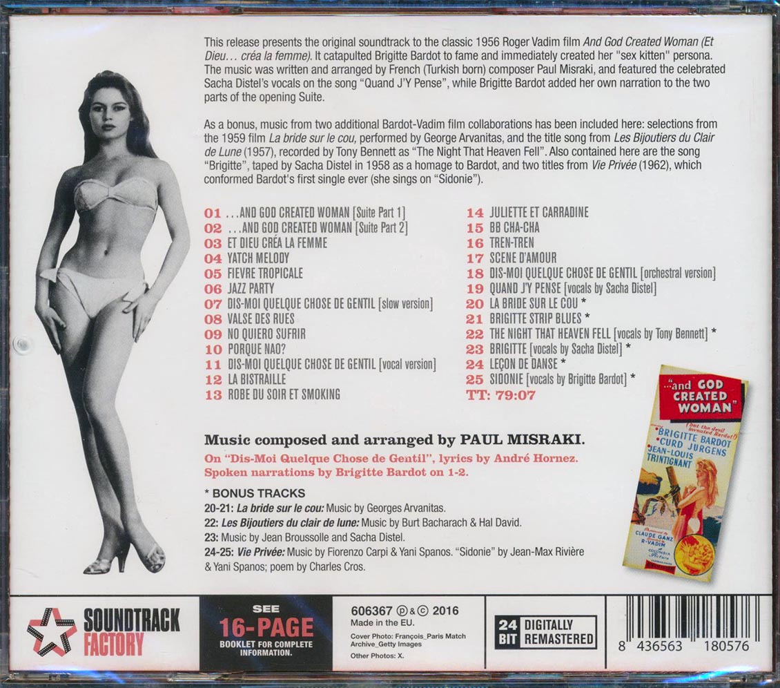 Paul Misraki, Brigitte Bardot - And God Created Woman Original Motion Picture Soundtrack (25 tracks) (+6 bonus tracks) (ltd. ed.) (incl. 16-page booklet) (24-bit mastering) (remastered) [New CD]