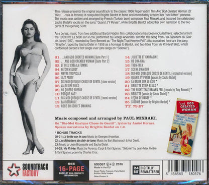 Paul Misraki, Brigitte Bardot - And God Created Woman Original Motion Picture Soundtrack (25 tracks) (+6 bonus tracks) (ltd. ed.) (incl. 16-page booklet) (24-bit mastering) (remastered) [New CD]