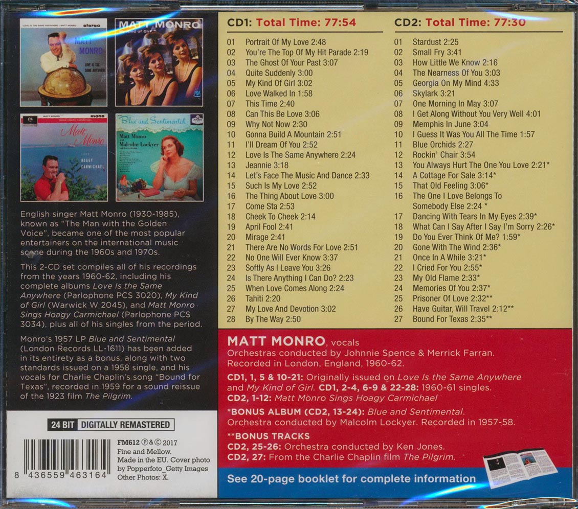 Matt Monro - Complete 1960-62 Recordings (55 tracks) (ltd. ed.) (2xCD) (incl. 20-page booklet) (24-bit mastering) (remastered) [New CD]