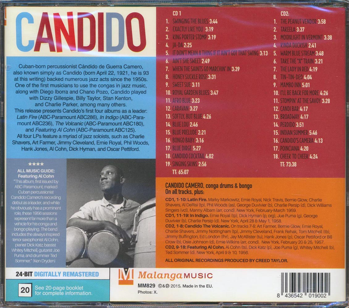 Candido - Latin Fire + In Indigo + The Volcanic + Candido Featuring Al Cohn (4 albums on 2 CDs) (37 tracks) (2xCD) (incl. 20-page booklet) (24-bit mastering) (remastered) [New CD]