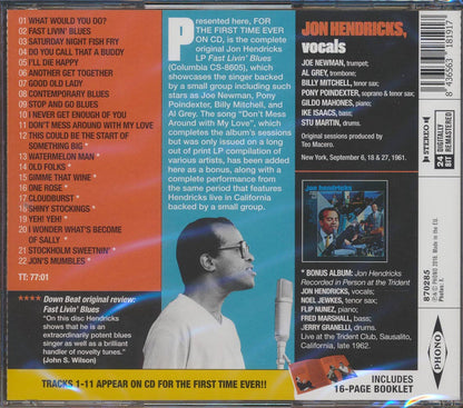 Jon Hendricks - Fast Livin' Blues (22 tracks) (+11 bonus tracks) (incl. 16-page booklet) (24-bit mastering) (remastered) [New CD]