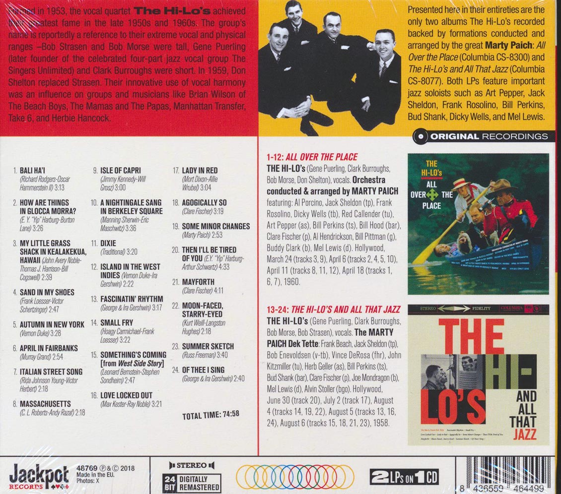 The Hi-Lo's - All Over The Place + And All That Jazz (2 albums on 1 CD) (24 tracks) (ltd. ed.) (deluxe 3-fold digipak) (24-bit mastering) (remastered) [New CD]