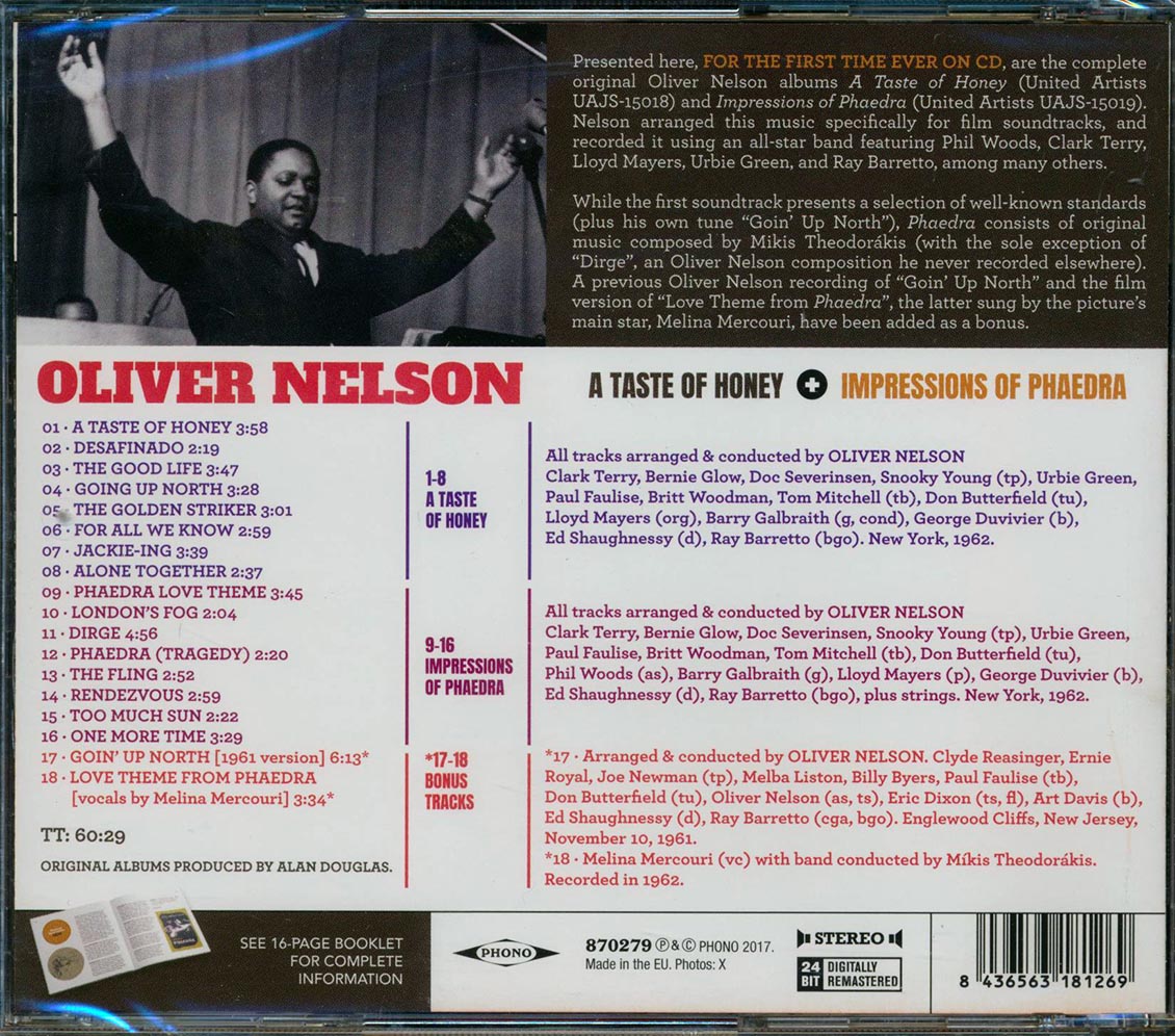 Oliver Nelson - A Taste Of Honey + Impressions Of Phaedra (2 albums on 1 CD) (+2 bonus tracks) (incl. 16-page booklet) (24-bit mastering) (remastered) [New CD]