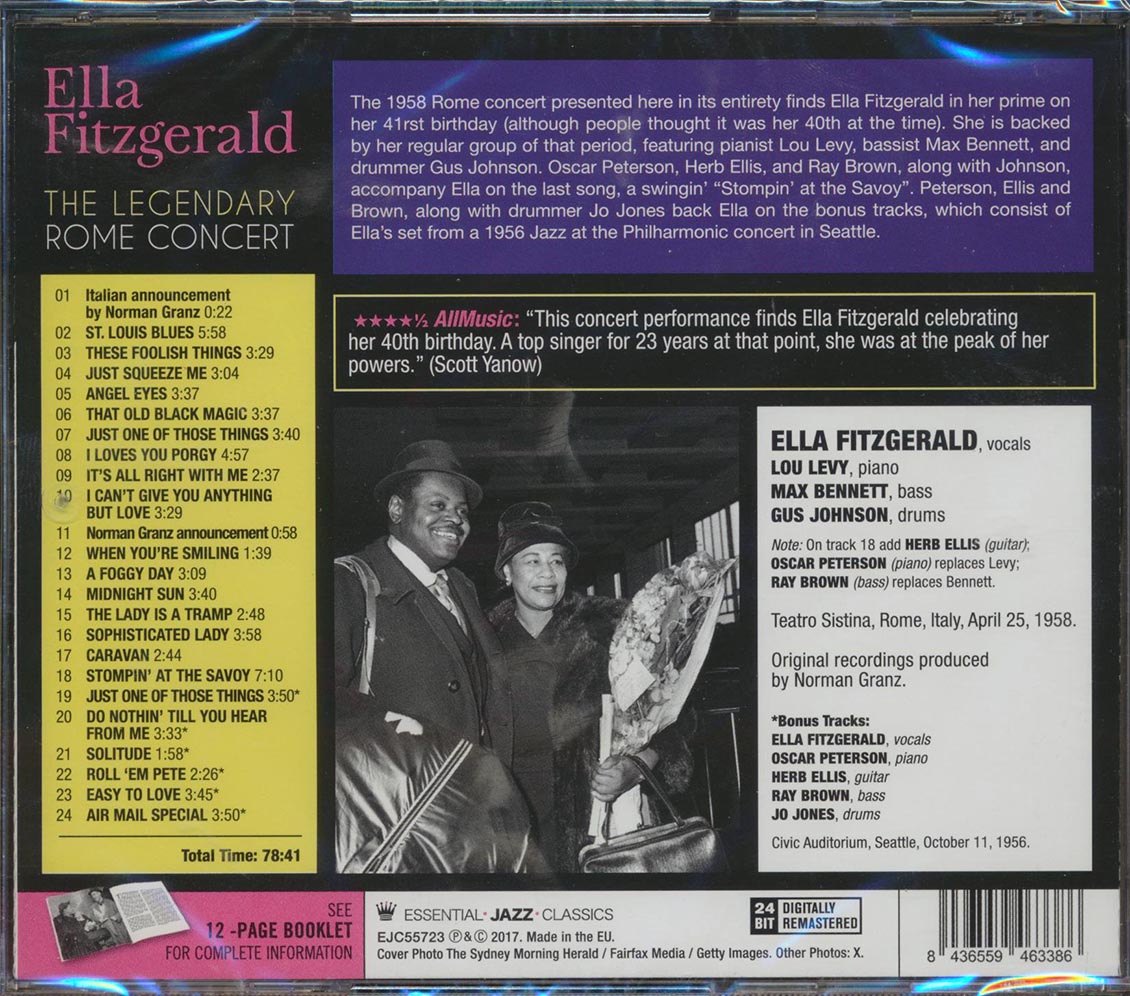 Ella Fitzgerald - The Legendary Rome Concert (24 tracks) (+6 bonus tracks) (incl. 12-page booklet) (24-bit mastering) (remastered) [New CD]
