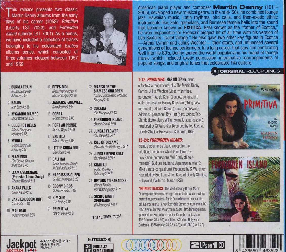 Martin Denny - Primativa + Forbidden Island (2 albums on 1 CD) (30 tracks) (+5 bonus tracks) (ltd. ed.) (deluxe 3-fold digipak) (24-bit masterin [New CD]