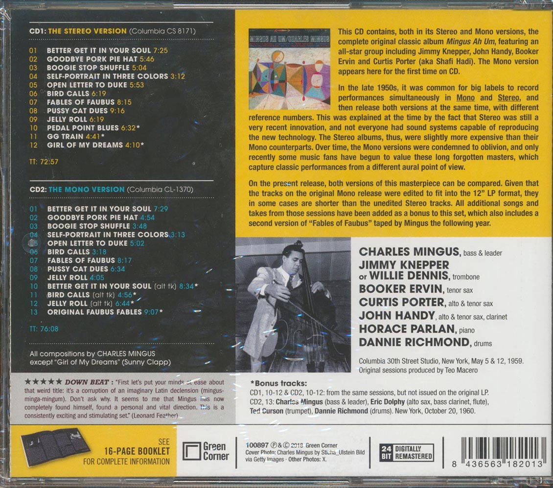 Charles Mingus - Mingus Au Um: The Stereo & Mono Versions (2 albums on 1 CD) (25 tracks) (+7 bonus tracks) (2xCD) (incl. 16-page booklet) (24-bit mastering) ( [New CD]