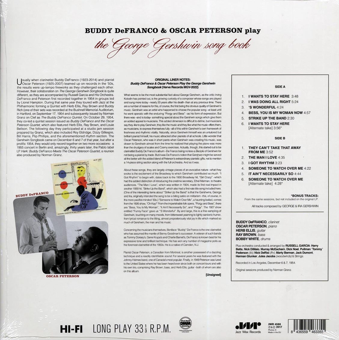 Buddy DeFranco, Oscar Peterson - The George Gershwin Songbook (+2 bonus tracks) (DMM) (ltd. ed.) (180g) (High-Def VV) (remastered) [New Vinyl Record LP]