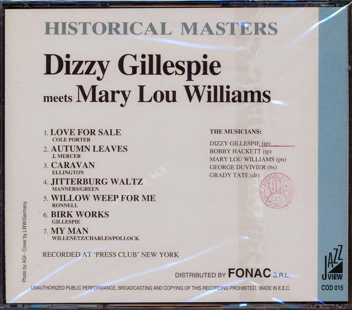 Dizzy Gillespie, Mary Lou Williams - Dizzy Gillespie Meets Mary Lou Williams: Historical Masters [New CD]