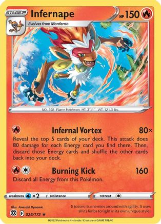 Infernape 026/172 - SWSH09 Brilliant Stars Holofoil