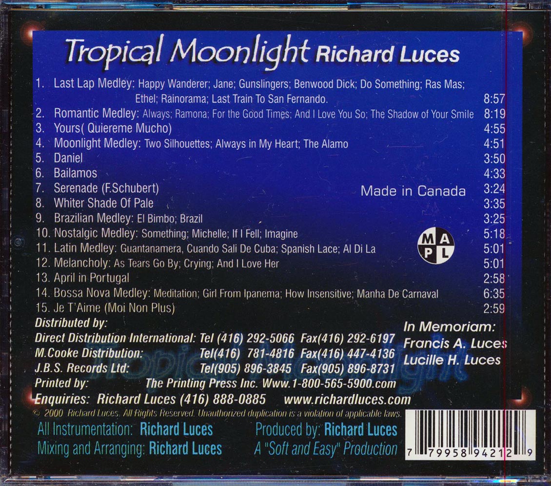 Richard Lucas - Tropical Moonlight [New CD]