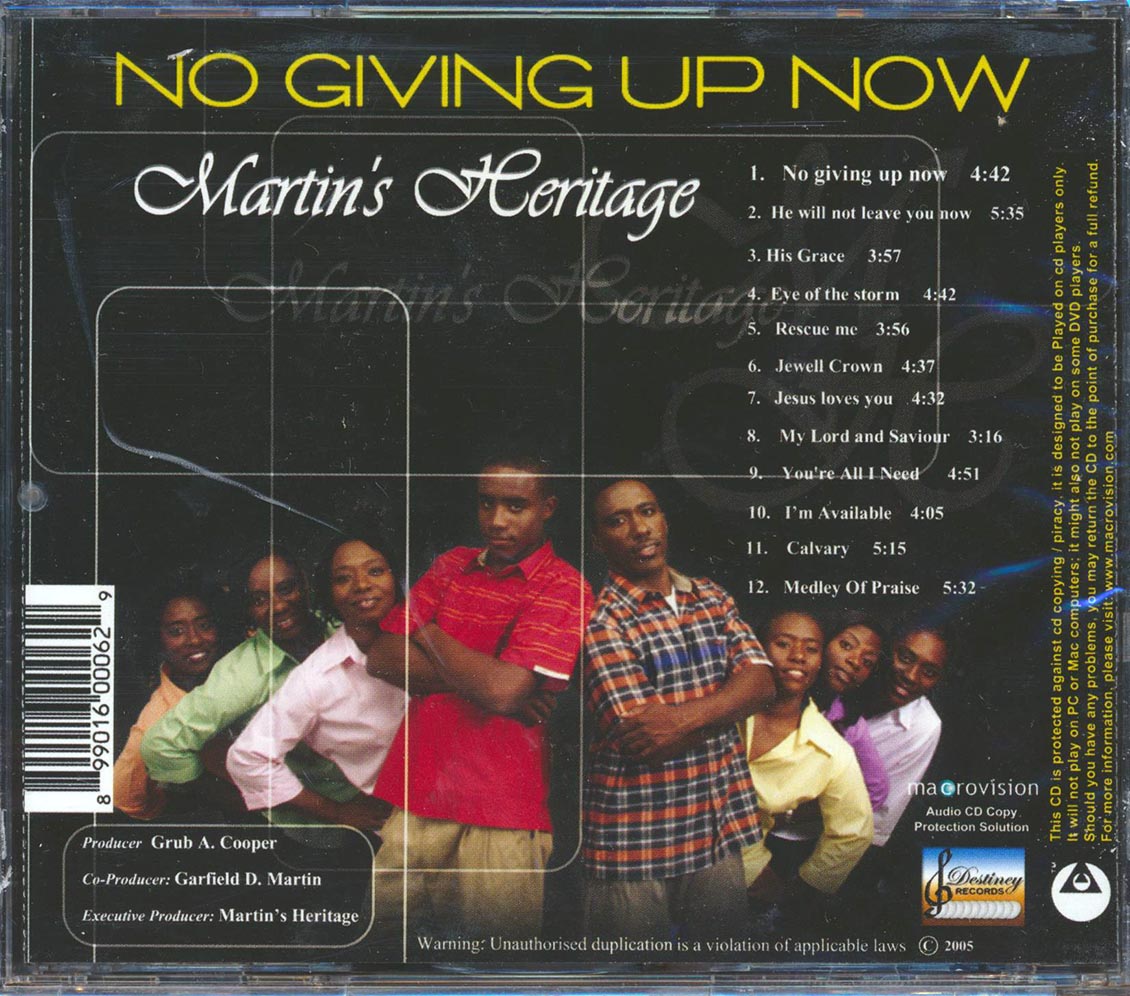 Martin's Heritage - No Giving Up Now [New CD]