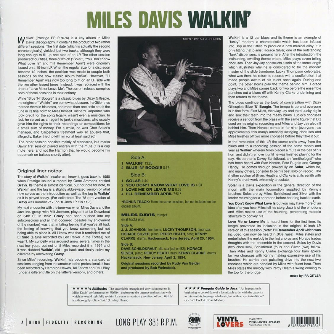 Miles Davis - Walkin' (+bonus track) (ltd. ed.) (180g) [New Vinyl Record LP]