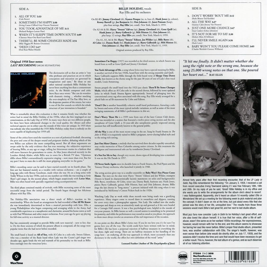 Billie Holiday, Ray Ellis & His Orchestra - Last Recording (ltd. ed.) (180g) (remastered) [New Vinyl Record LP]