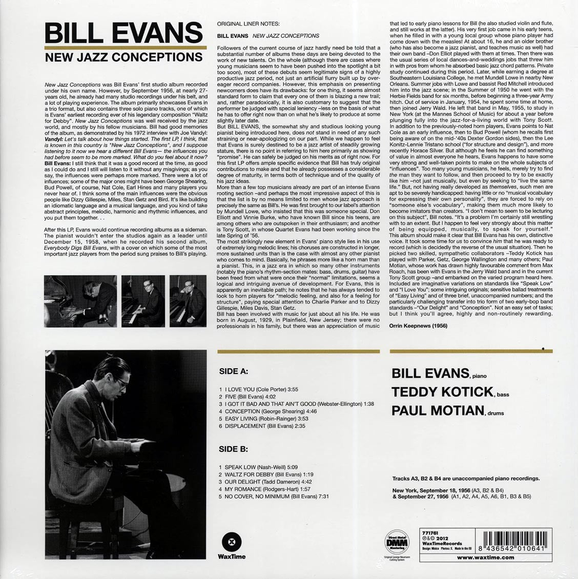 Bill Evans - New Jazz Conceptions (ltd. ed.) (180g) (remastered) [New Vinyl LP]