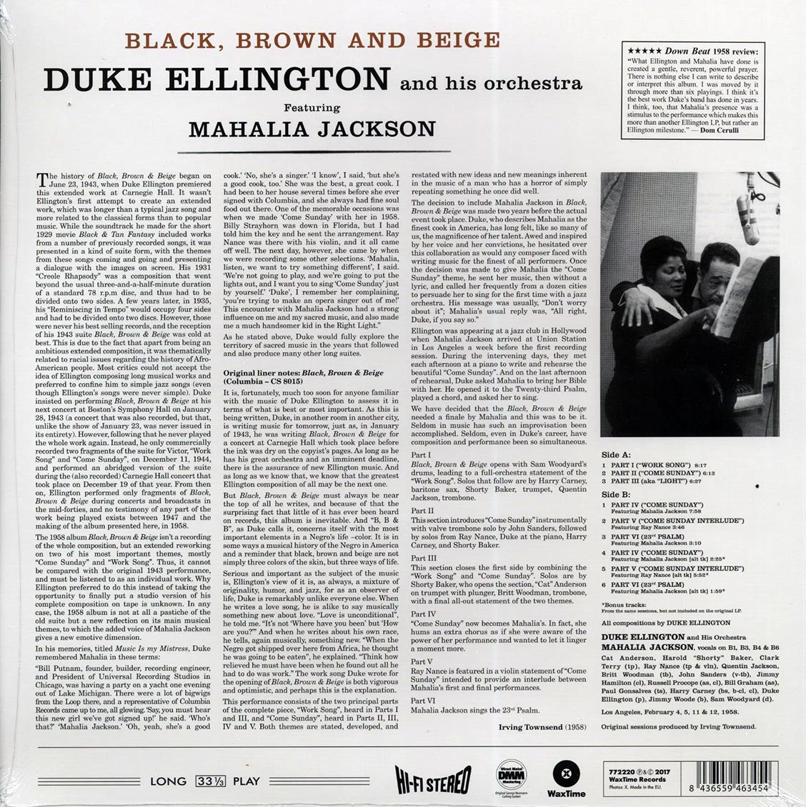 Duke Ellington & His Orchestra, Mahalia Jackson - Black, Brown And Beige (+3 bonus tracks) (ltd. ed.) (180g) (remastered) [New Vinyl LP]