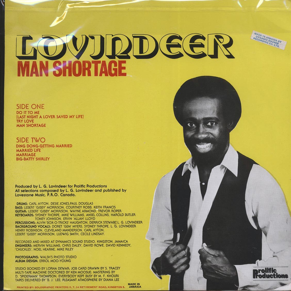 Lovindeer - Man Shortage (Jamaica press) (orig. press) [New Vinyl LP]