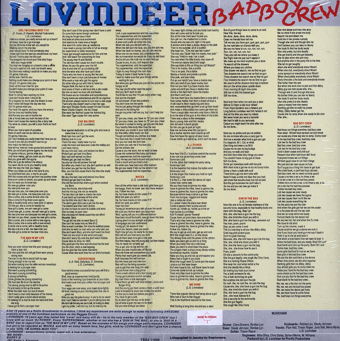 Lovindeer - Bad Boy Crew (Jamaica press) (orig. press) [New Vinyl LP]