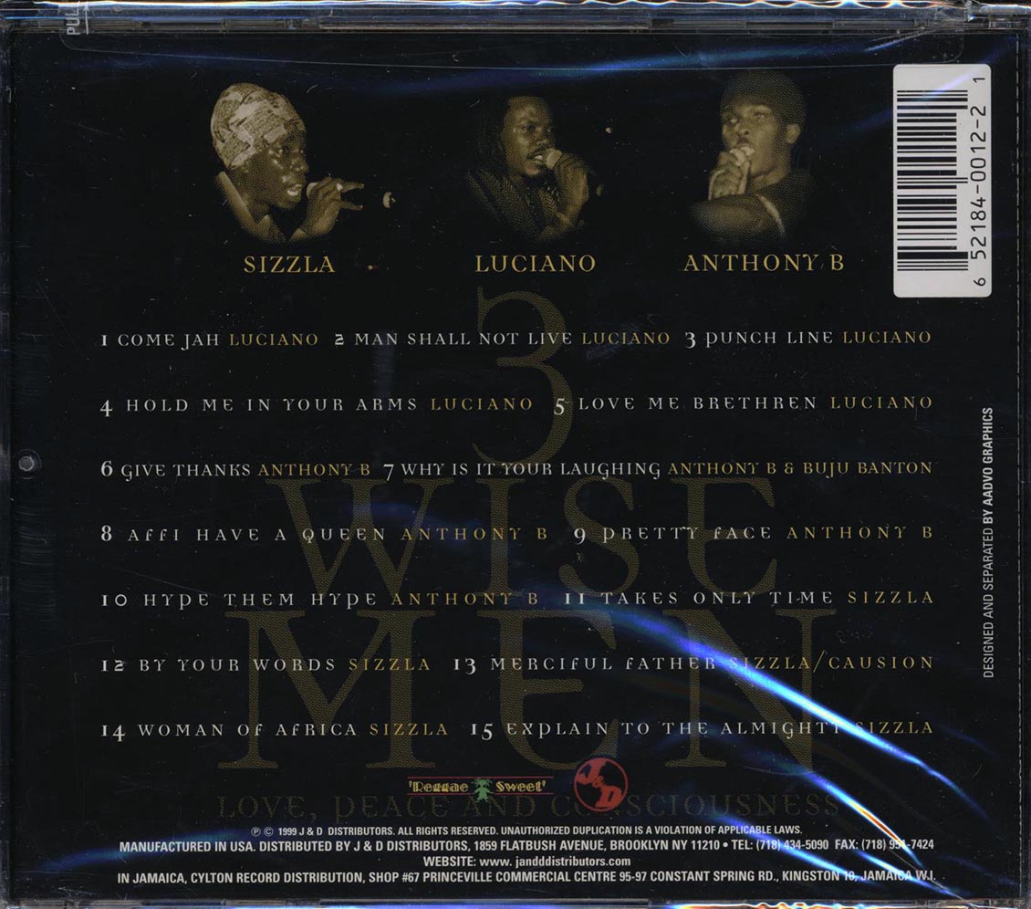 Anthony B, Sizzla, Luciano - 3 Wise Men: Love, Peace And Consciousness [New CD]