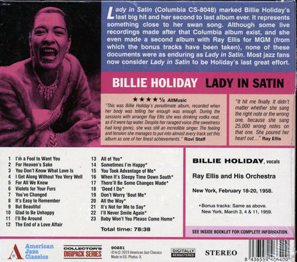 Billie Holiday - Lady In Satin [New CD]
