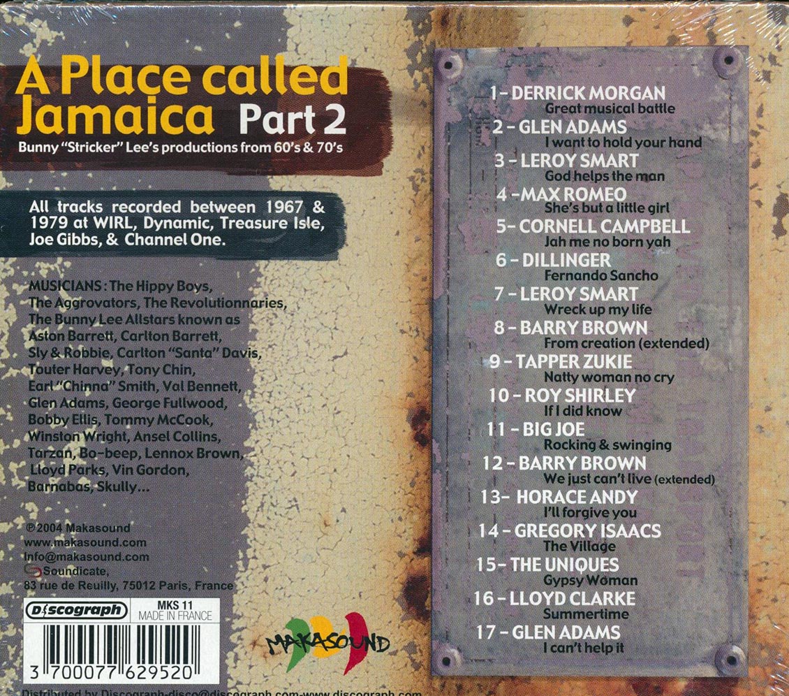 Barry Brown, Horace Andy, Lloyd Clarke, Gregory Isaacs, Leroy Smart, Etc. - A Place Called Jamaica Part 2: Bunny Lee Productions From 60's & 70's [New CD]