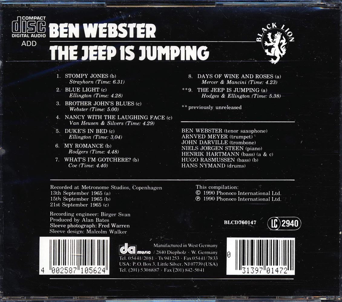 Ben Webster - The Jeep Is Jumping [New CD]