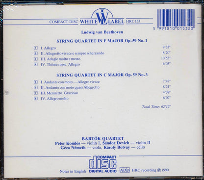 Beethoven, Bartok Quartet - String Quartets Op. 59 Nos. 1, 3 [New CD]