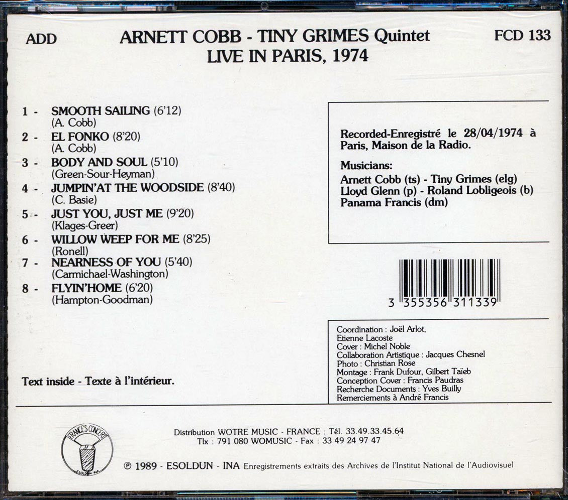 Arnett Cobb, Tiny Grimes Quintet - Live In Paris 1974 [New CD]