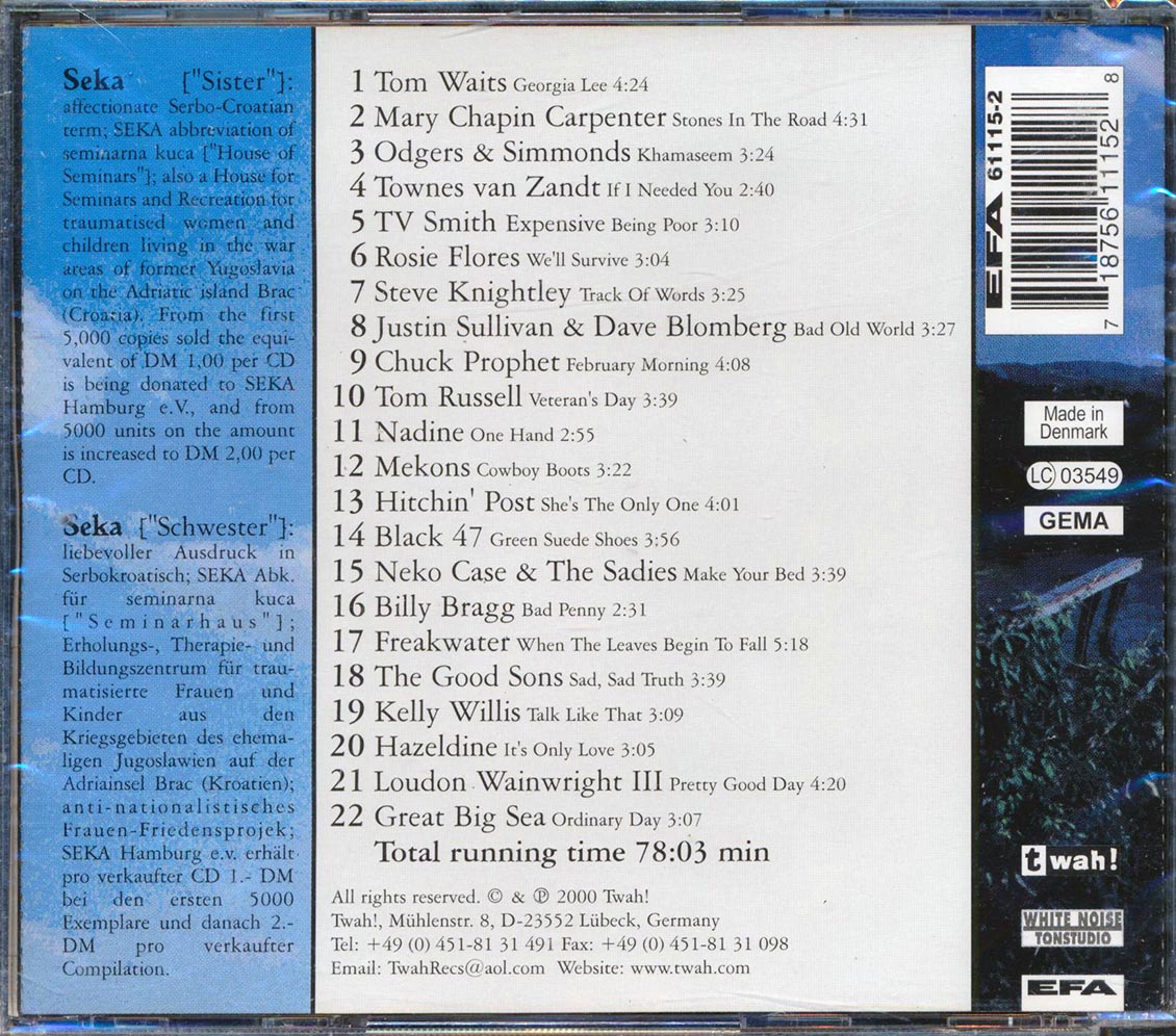 Tom Waits, Mary Chapin Carpenter, Townes Van Zandt, Etc. - Seka: Sister Volume 2 [New CD]