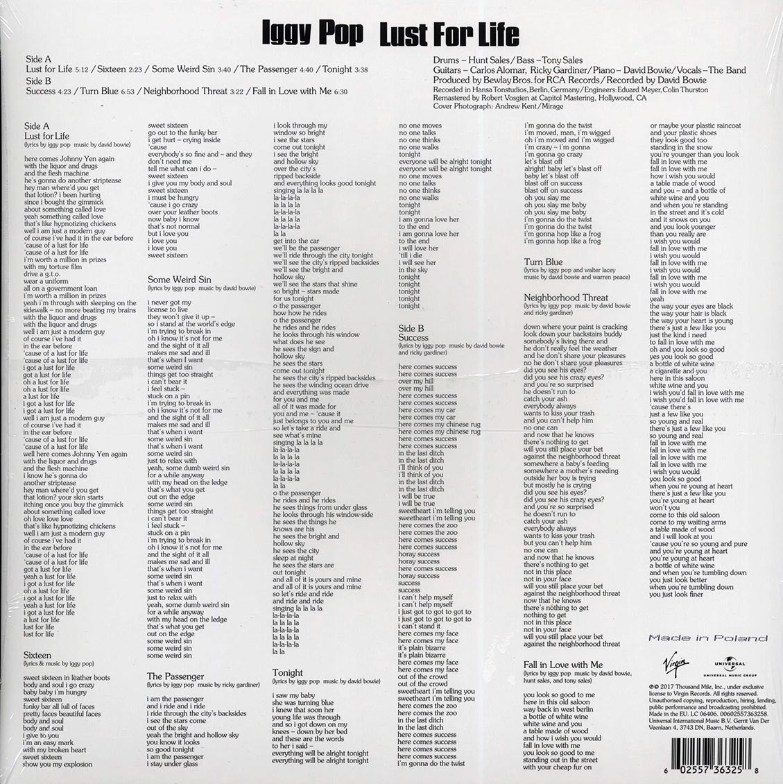 Iggy Pop - Lust For Life (180g) [New Vinyl LP]