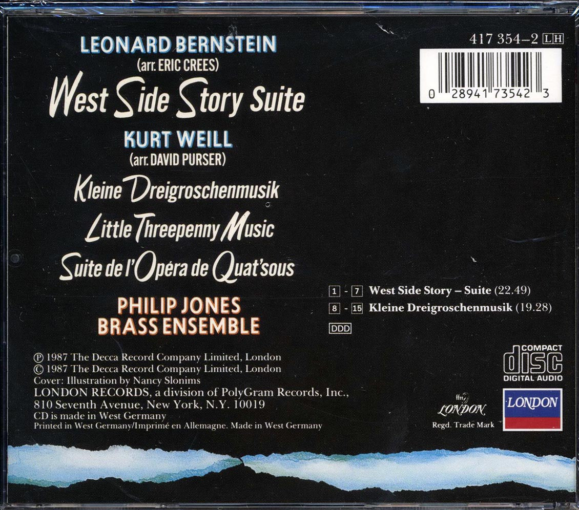 Bernstein, Weill, Philip Jones Brass Ensemble - West Side Story Suite: Kleine Dreigroschenmusik [New CD]