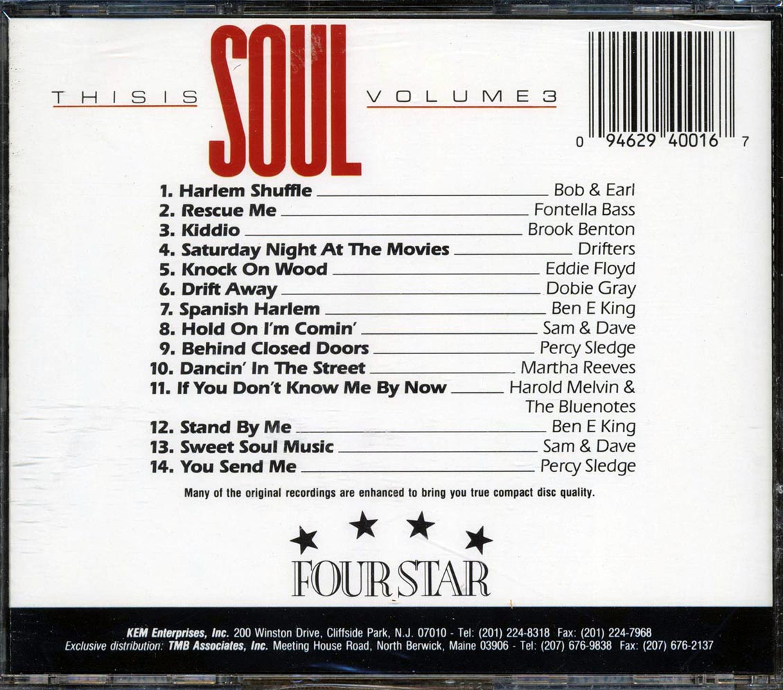 Bob & Earl, Fontella Bass, Brook Benton, The Drifters, Etc. - This Is Soul Volume 3 [New CD]