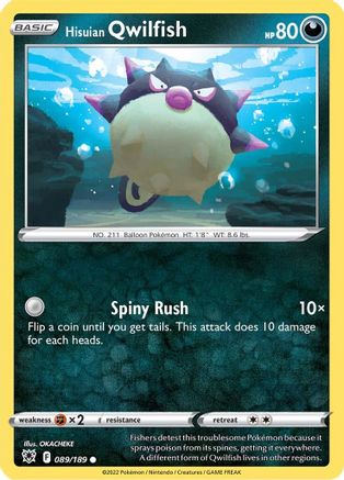 Hisuian Qwilfish 089/189 - SWSH10 Astral Radiance Reverse Holofoil