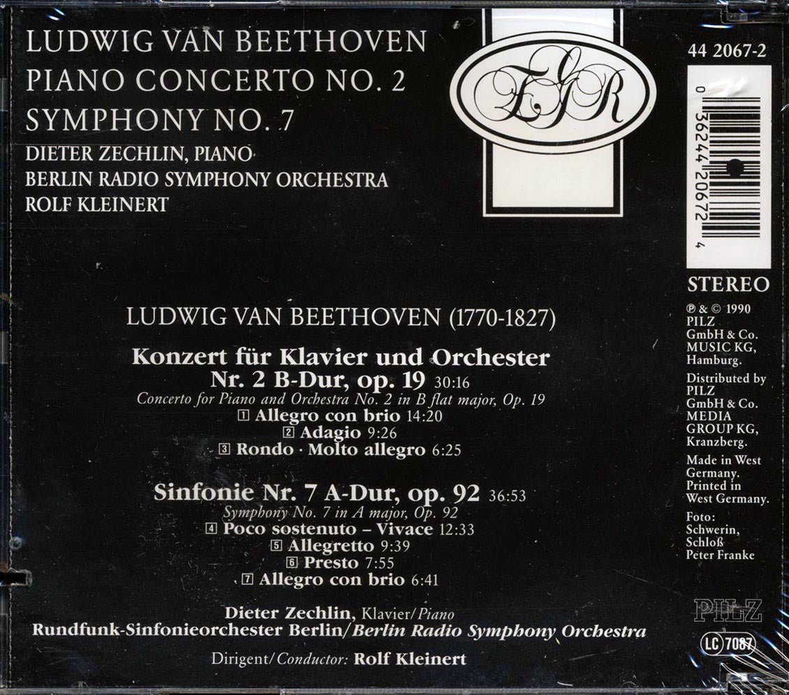 Berlin Radio Symphony Orchestra, Rolf Kleinert, Beethoven - Piano Concerto No. 2 In B Flat Major, Op. 19; Symphony No. 7 In A Major, Op. 92 [New CD]