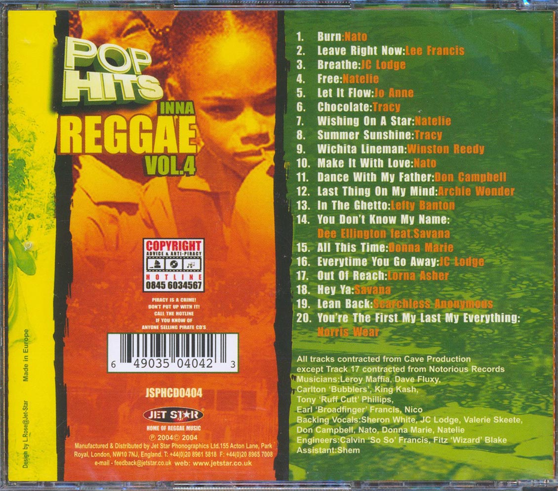 Various - Pop Hits Inna Reggae Volume 4 (20 tracks) [New CD]
